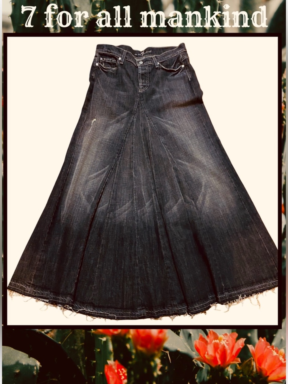 7 for all mankind Maxi Denim Skirt Faded Charcoal Black NEW Sz 31